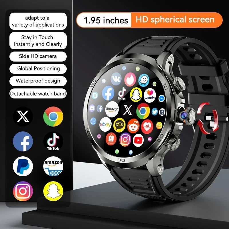 SMARTWatch 128GB 1.95” TOUCHSCREEN 4G Android 8.1 HD Rotating Camera,GPS,1990mAh - Image 4 of 4