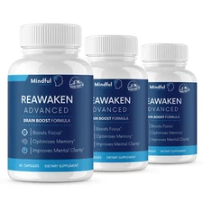 Reawaken Advanced Brain Boost Formula 3 Bottles 180 Capsules