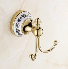Gold Brass Wall Mounted Bathroom Robe Hooks Coat Hat Towel Hook Hanger fba250