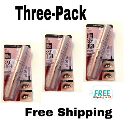 Maybelline 801 Lash Sensational Sky High Mascara Very Black TikTok New Lot Of 3