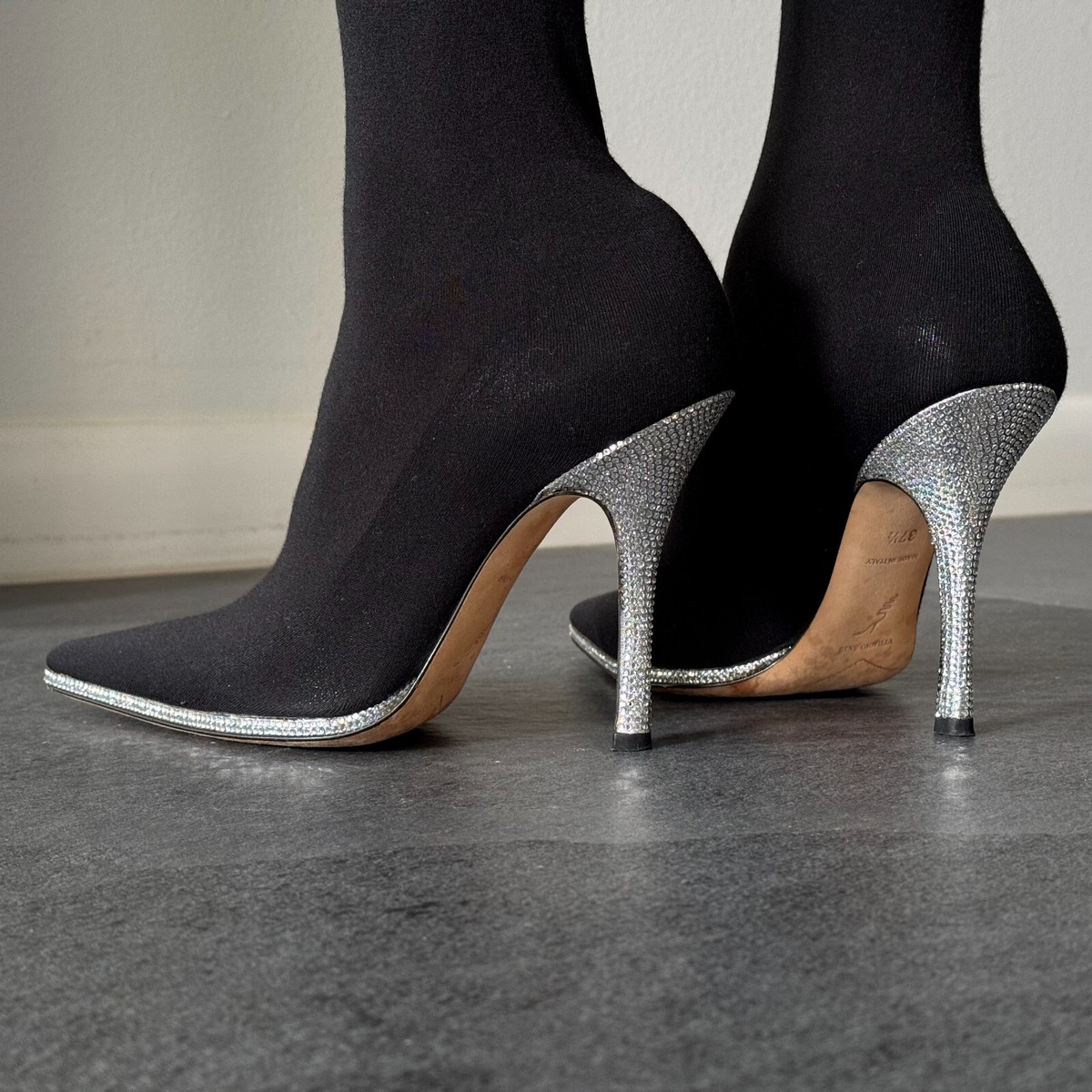 ブーツその他 Rene Caovilla High-Leg Knitted Boots With Rhinestone RENÉ CAOVILLA Crystal-embellished stretch-knit over-the-knee