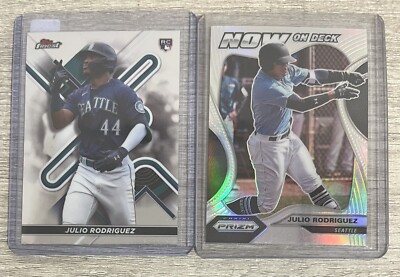 2022 Topps Finest #23 Julio Rodriguez Mariners RC & 2020 Silver Prizm NOD-10 D