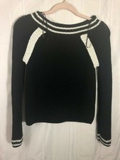 525 America Black Women  s Size S Long Sleeve Cotton Sweater READ 