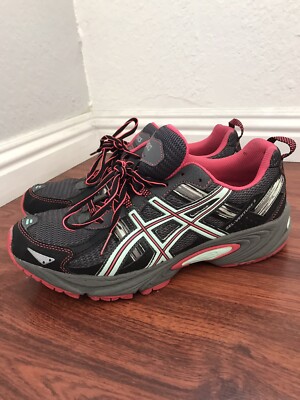 Asics Gel Venture 5 Womens Black Pink Running Shoes Size 10 #T5N9N 