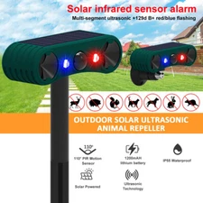 Solar Alarm Motion Sensor 129dB Loud Siren Outdoor  Animal Repellent
