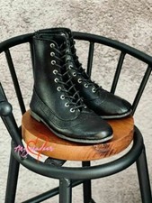 1/6 1/4 1/3 UncleSD17 BJD Soft Leather Shoes Doll Short Boots Carving Black LUTS