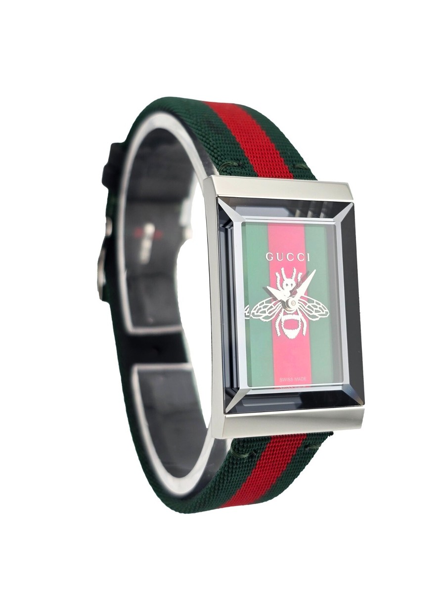 Gucci G-Frame Red & Green Dial Fabric Strap Women's Watch