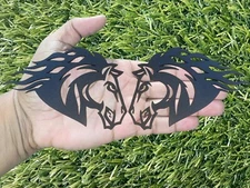 Stallion Emblem Badges Matte Black (2) BADGES  Angry Aggressive Horse Fender New