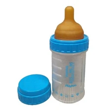 Playtex Round Top Slow Flow Nipple Nurser Drop In Baby Bottle 4 oz Blue Vtg