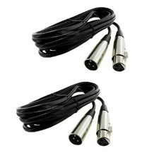 2 Pack 6 Feet 3-Pin XLR Extension Microphone Mic Cable Male Female M/F