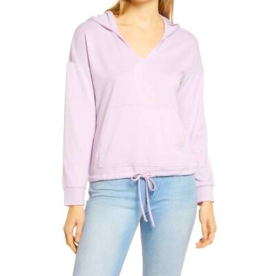 Gibsonlook Women's French Terry Bottom Tie Hoodie Cloud Purple Pink Size M NWT