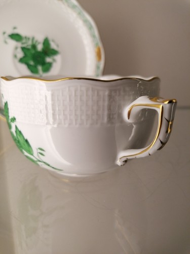Herend Apponyi Vert Grün 724/AV Kaffeetasse mit Untertasse 1. Wahl - Picture 4 of 14
