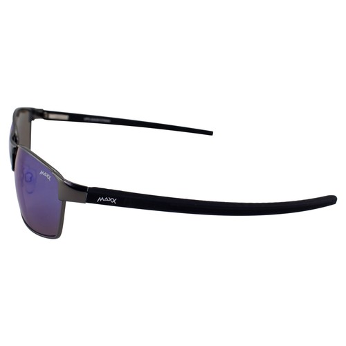 Maxx Speed Sport Golf Reiten Sonnenbrille metallfarbenes Metallgestell blaue rauchfarbene Gläser - Bild 3 von 8