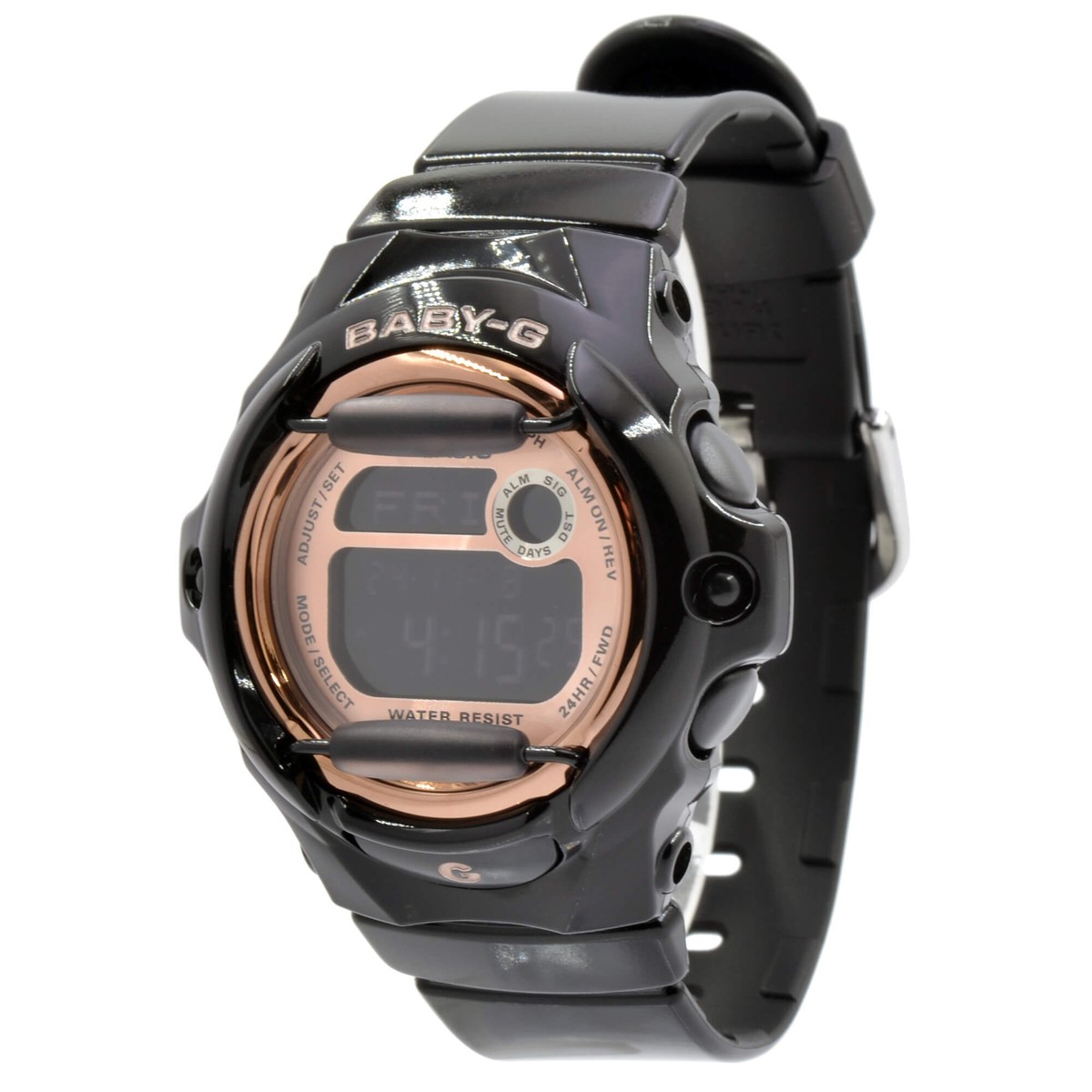 Casio Women's Watch Baby-G Rose Gold and Black Digital Dial Resin