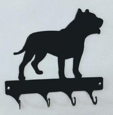 Pit Bull Terrier 4 Hook Leash or Key Holder Black Wrought Iron Look Made in USA