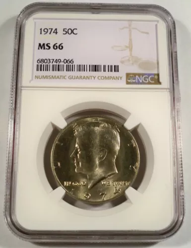 1974 CLAD NGC MS66 KENNEDY HALF DOLLAR 50c MS 66