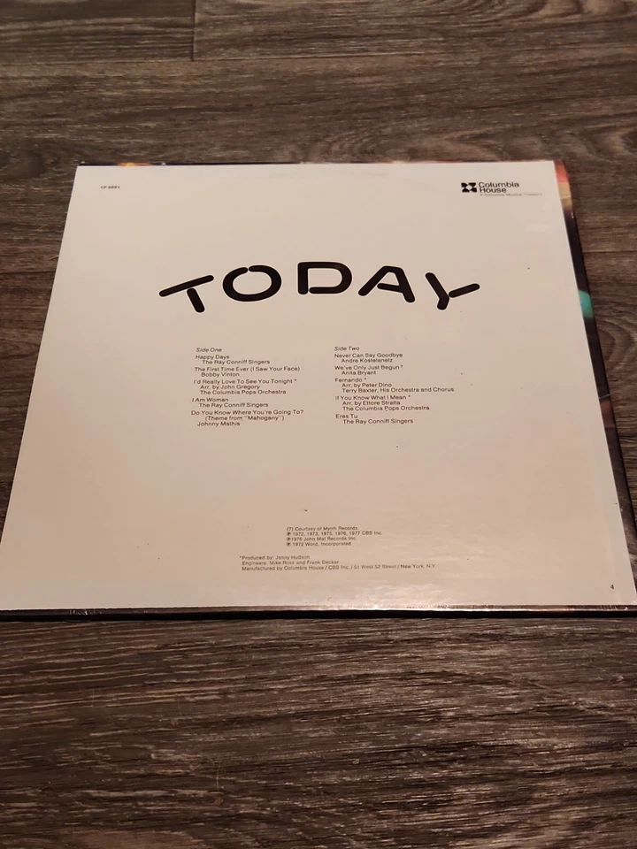 TODAY LP Sealed Vinyl VA Ray Conniff Johnny Mathis Bobby Vinton Anita Bryant - Image 2 of 2