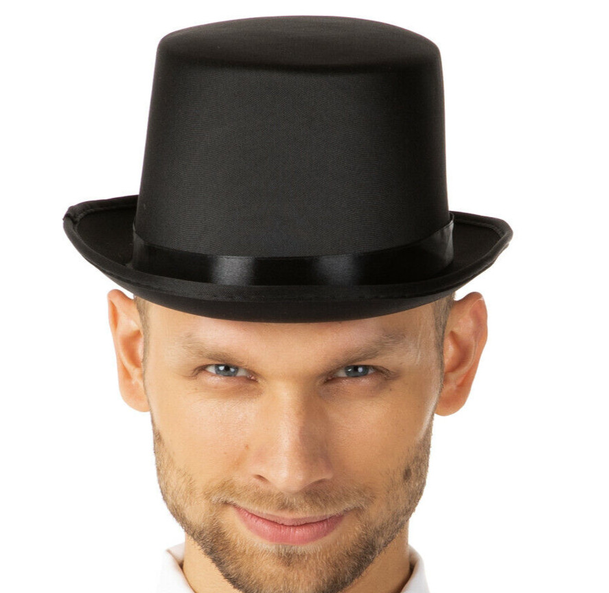 BLACK TOP HAT MAGICIANS, VICTORIAN TOP HAT FOR MENS ADULT PARTY ACCESSORIES