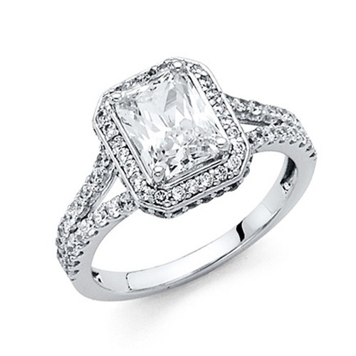 14K White Gold Cubic Zirconia Engagement Ring | eBay