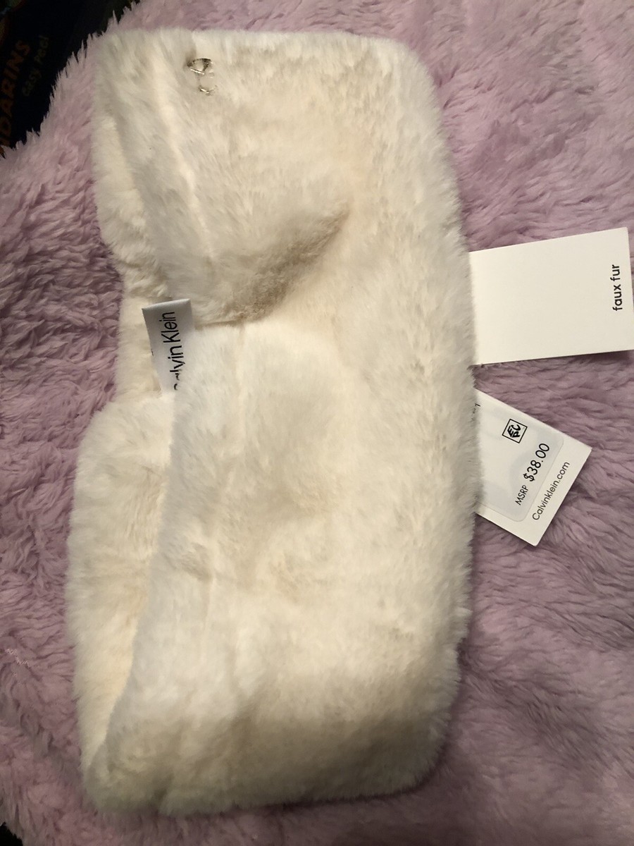 Calvin Klein Faux Fur Head Band Wrap Ear Warmer Cream | eBay display picture 3