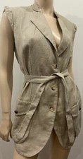 Ermanno Scervino Beige Flax V Neckline Sleeveless Waistcoat Jacket Top 44 / 12