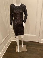 ALICE & OLiVIA Black Sequin Bodycon Mini Dress!