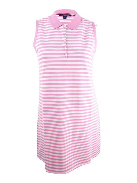 pink striped shirt dress