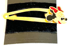 Vintage Disney Minnie Mouse Hair Barrette Gold Tone 90's Girls Womens Bow