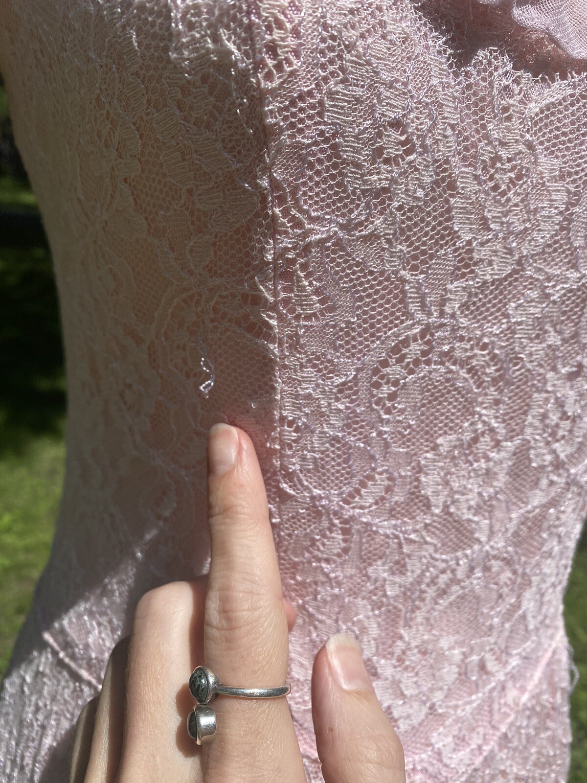 1940s Pink Lace Maxi Puff Sleeve Dress- Flaws - image 12