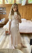 Love, Whit by Whitney Port |Women's Nude Tie Waist Dress in Nude, Size Small NWT