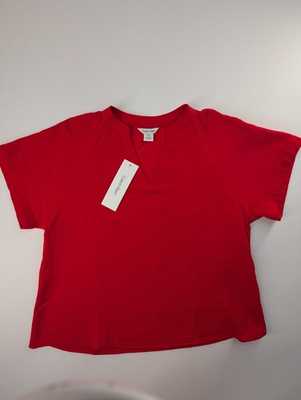 #ad Tomato Red Calvin Klein Womans Casual Top Brand New W Tags Small $35.00