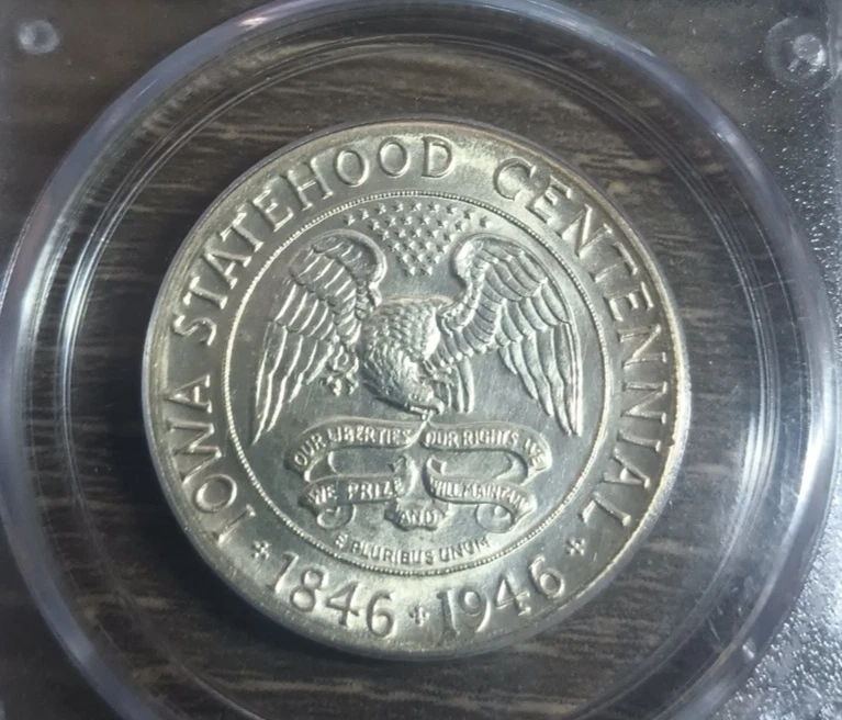 1946 Iowa Commemorative Half Dollar PCGS MS 63 Old Green Holder Generation 2.1A - Image 2 of 4