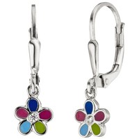 Kinder OhrhäNger Blume 925 Sterling Silber 2 Zirk. Ohrringe Kinderohrringe