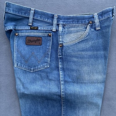 True Vintage 70 s 80's Wrangler Jeans 13MWZ 36x38  Cowboy Cut Texas Starched