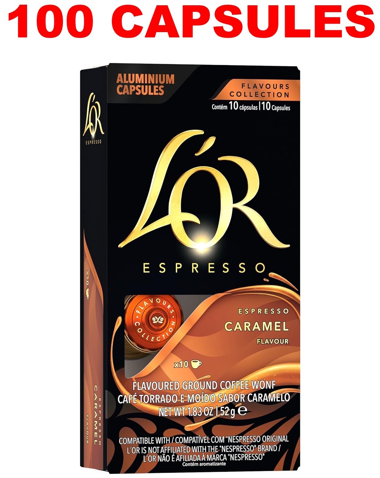 L'OR Espresso Capsules Caramel 100 Count, Nespresso Compatible ☕MAY/2026☕