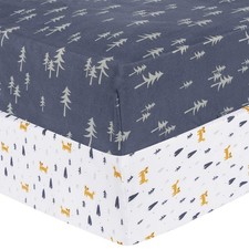 2 Pack Microfiber Fitted Crib Sheet Set Standard Mattress 28x52 Pine Fox