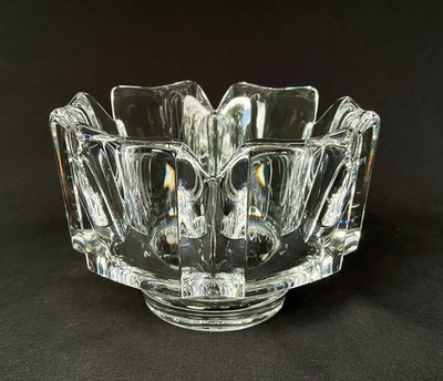 Orrefors Corona Small Heavy Crystal Bowl Lars Hellsten Sweden Tea Light Holder