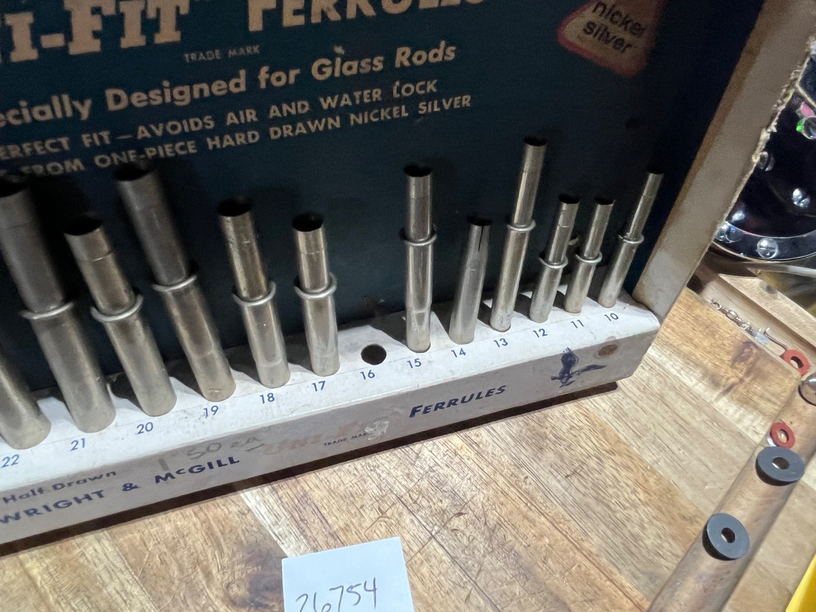 Vintage  Wright & McGill Fly Fishing Rod Ferrules Nickel silver Display  (26754)