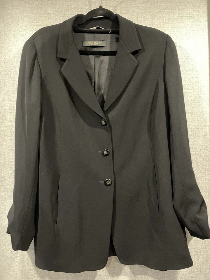 Marina Rinaldi Black Blazer Wool Blend Jacket Made in Italy Giacca Womens Sz 21 - Image 2 of 4