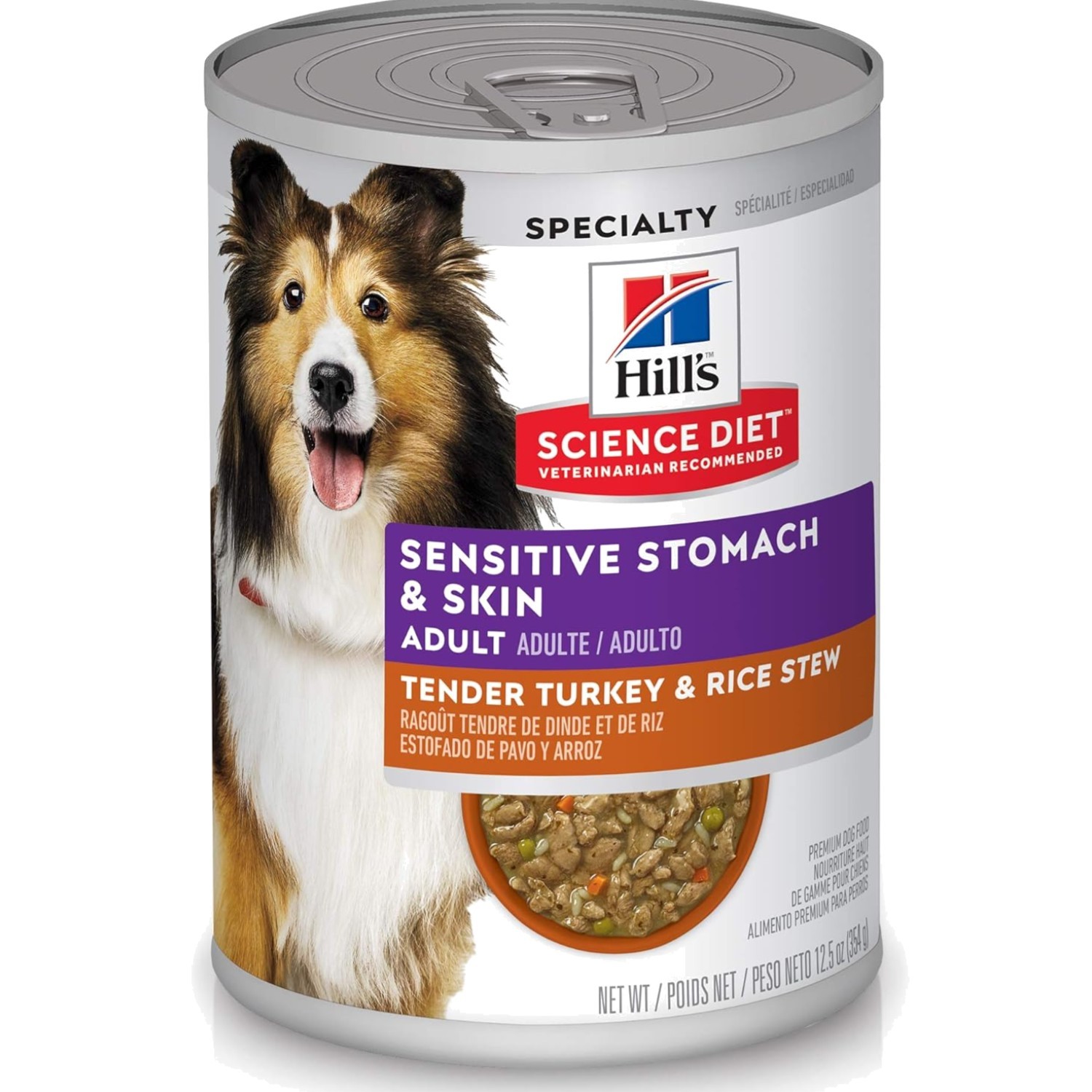 Adult 1-6 Sensitive Stomach & Skin Wet Dog Food, Turkey & Rice Stew, 12.5 oz....