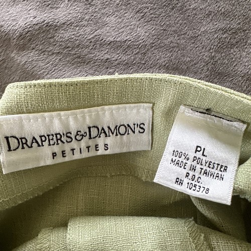 Drapers & Damons Pant Set 3 Piece Womens Petite Large Green Woven Spring Brunch - Picture 10 of 20