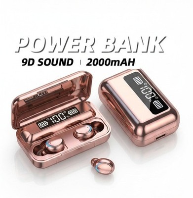 Bluetooth Kopfhörer 5.3 TWS F9 Pro Power Bank 2000mAh 9D Stereo LED Wasserdicht