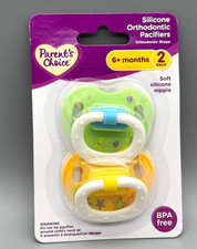 Parents Choice Vent Orthodontic Silicone Pacifiers 2-Pack 6 Months BPA FREE