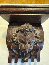 Petite console murale en chêne bois sculpté fin 19ème tête d'angelot