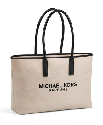 Michael Kors Parfums Tote Bag Purse Beige Cream Travel Overnight Shopper New GWP