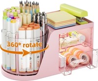 Marbrasse Schreibtisch Organizer Mit 2 Schubladen,360 Grad Drehbarer Stifthalter