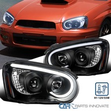 Black Fits 2004-2005 Subaru Impreza Rs Wrx Led Strip Projector Headlights Lamps
