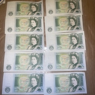 3. QUEEN ELIZABETH II 1978 1983 BANK OF ENGLAND TEN £1 NOTES IN NUMBER ORDER!