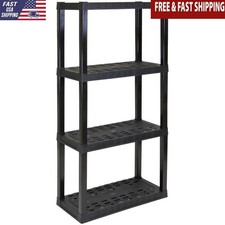 4-Tier Plastic Shelving Unit Home Storage Organizer Easy Assembly 400lb Capacity