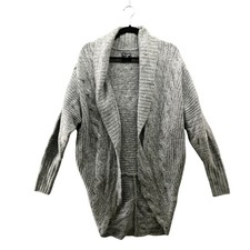 Abercrombie Fitch Cardigan Womens S Gray Open Front Cocoon Cable Knit Longline